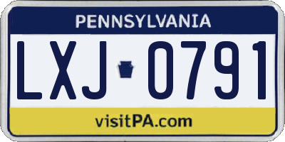PA license plate LXJ0791