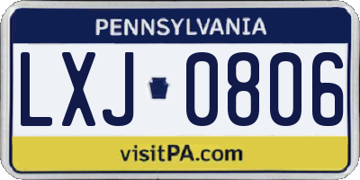 PA license plate LXJ0806