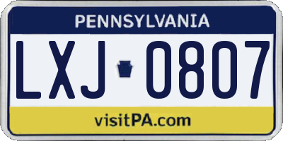PA license plate LXJ0807