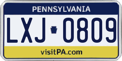 PA license plate LXJ0809