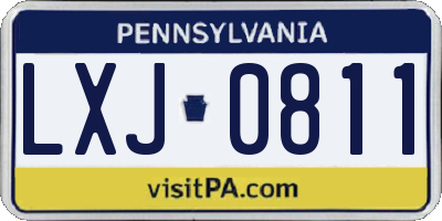PA license plate LXJ0811