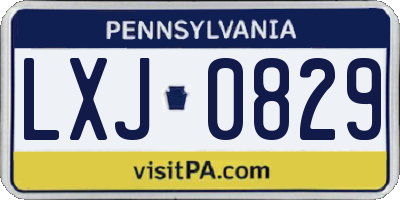 PA license plate LXJ0829