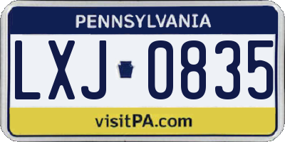 PA license plate LXJ0835