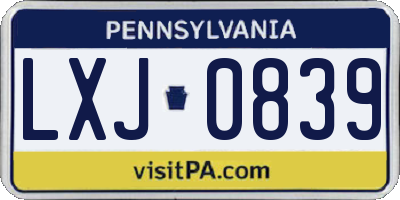 PA license plate LXJ0839