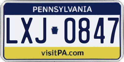 PA license plate LXJ0847