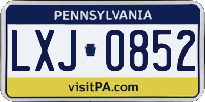 PA license plate LXJ0852