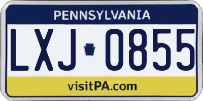 PA license plate LXJ0855