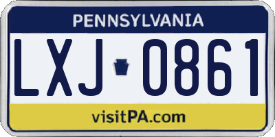 PA license plate LXJ0861
