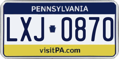 PA license plate LXJ0870