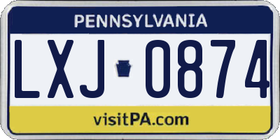 PA license plate LXJ0874