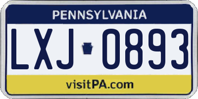 PA license plate LXJ0893