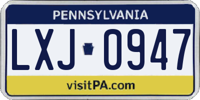 PA license plate LXJ0947