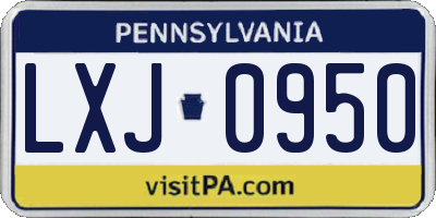 PA license plate LXJ0950