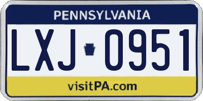 PA license plate LXJ0951