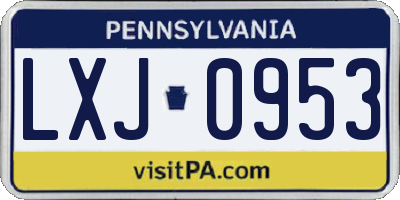 PA license plate LXJ0953