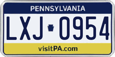PA license plate LXJ0954