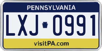 PA license plate LXJ0991