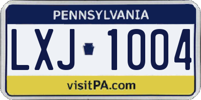PA license plate LXJ1004