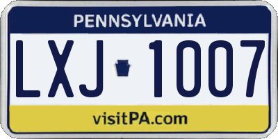 PA license plate LXJ1007
