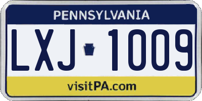 PA license plate LXJ1009