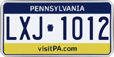 PA license plate LXJ1012