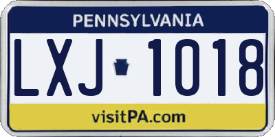 PA license plate LXJ1018
