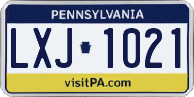 PA license plate LXJ1021