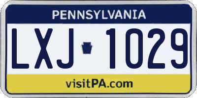 PA license plate LXJ1029
