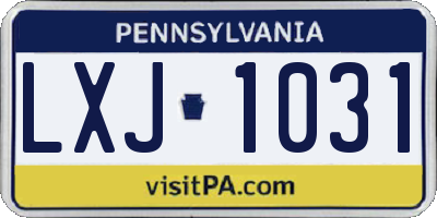PA license plate LXJ1031