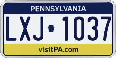 PA license plate LXJ1037