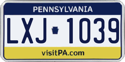 PA license plate LXJ1039