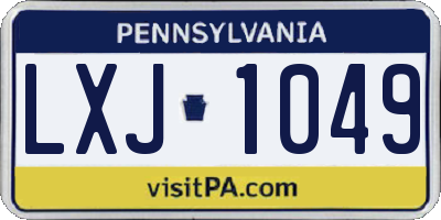 PA license plate LXJ1049