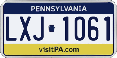 PA license plate LXJ1061
