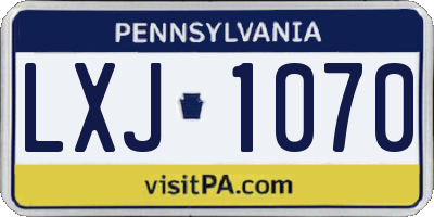 PA license plate LXJ1070