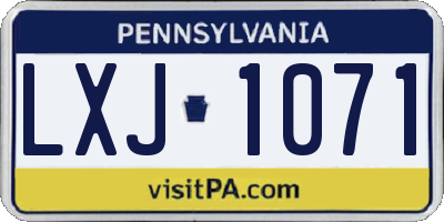 PA license plate LXJ1071