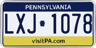 PA license plate LXJ1078