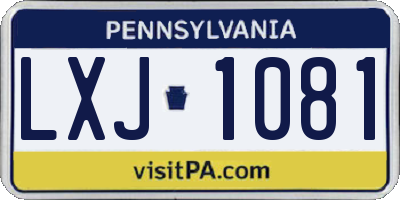 PA license plate LXJ1081