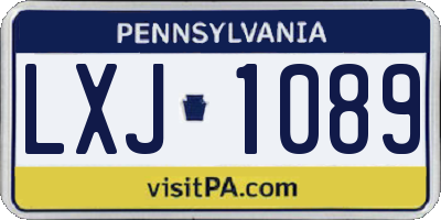 PA license plate LXJ1089