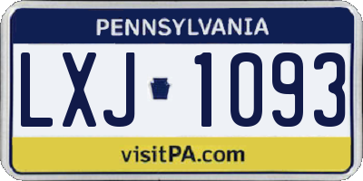 PA license plate LXJ1093
