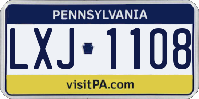 PA license plate LXJ1108