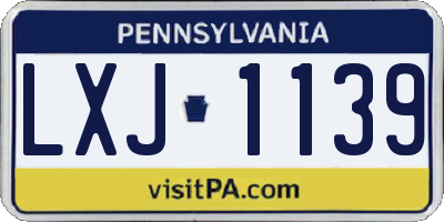 PA license plate LXJ1139