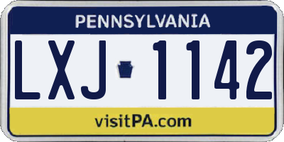 PA license plate LXJ1142