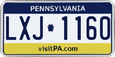 PA license plate LXJ1160