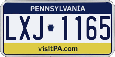 PA license plate LXJ1165