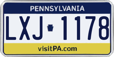 PA license plate LXJ1178