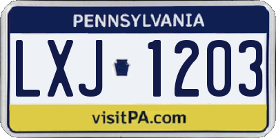 PA license plate LXJ1203