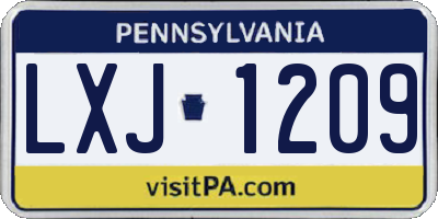 PA license plate LXJ1209
