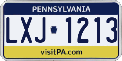 PA license plate LXJ1213
