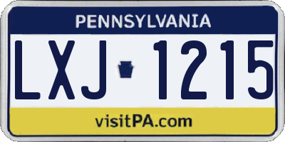 PA license plate LXJ1215