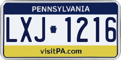 PA license plate LXJ1216